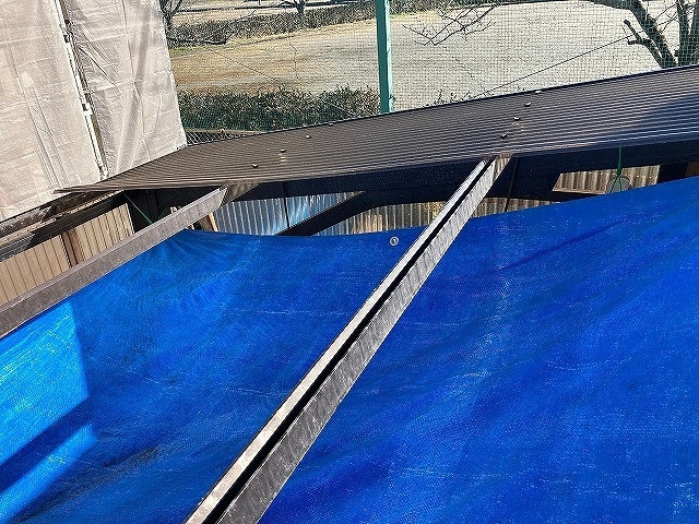 ブルーシート養生の屋根